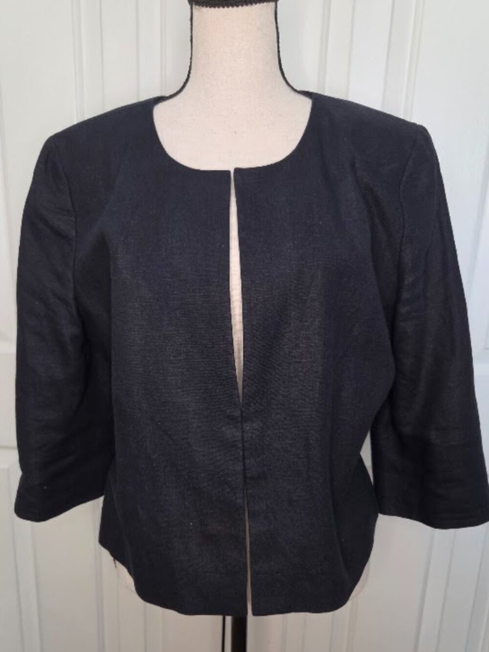 J.Crew Baird McNutt Irish Linen Navy Collarless Blazer Size 14